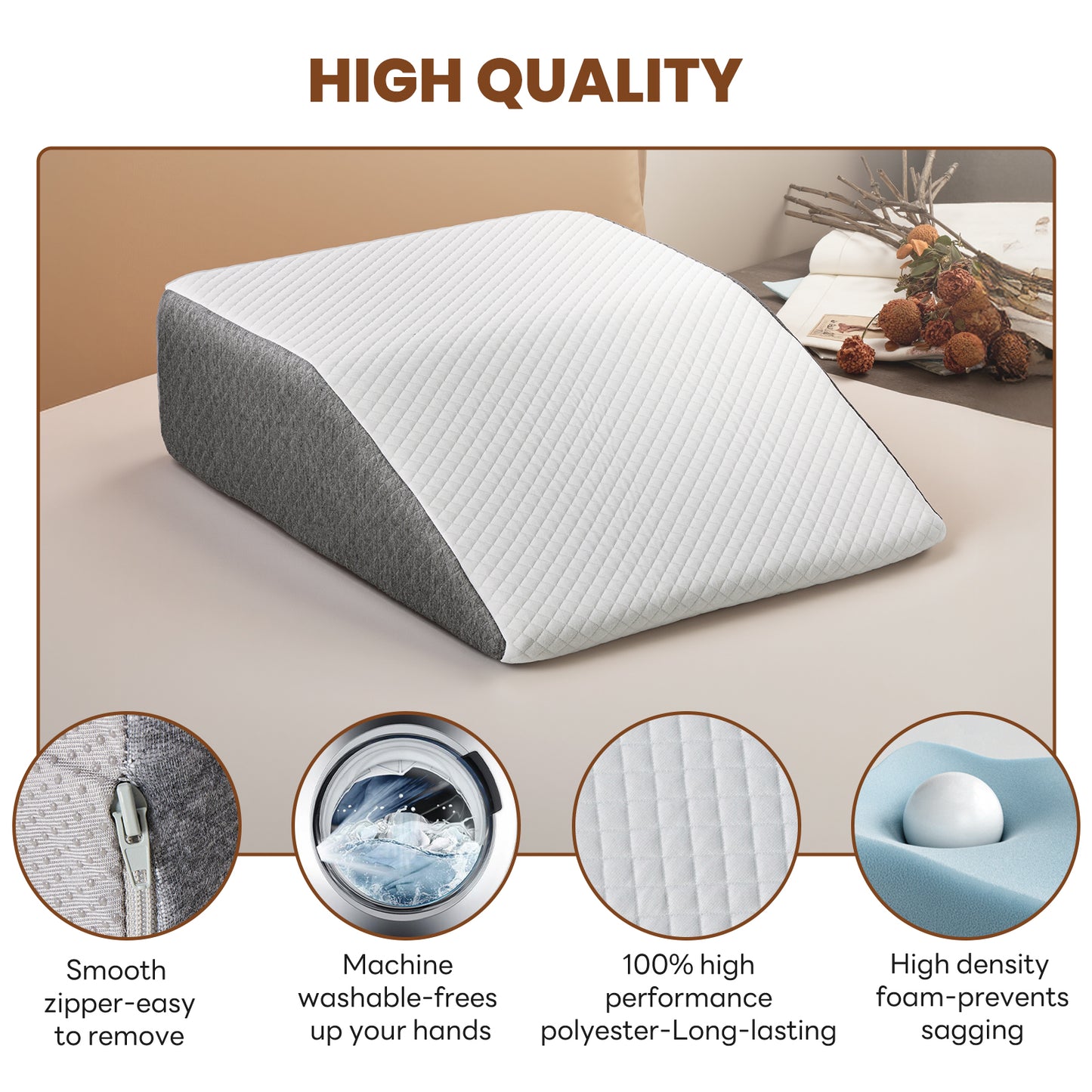 Memory Foam Wedge Pillow - Versatile Support for Comfort