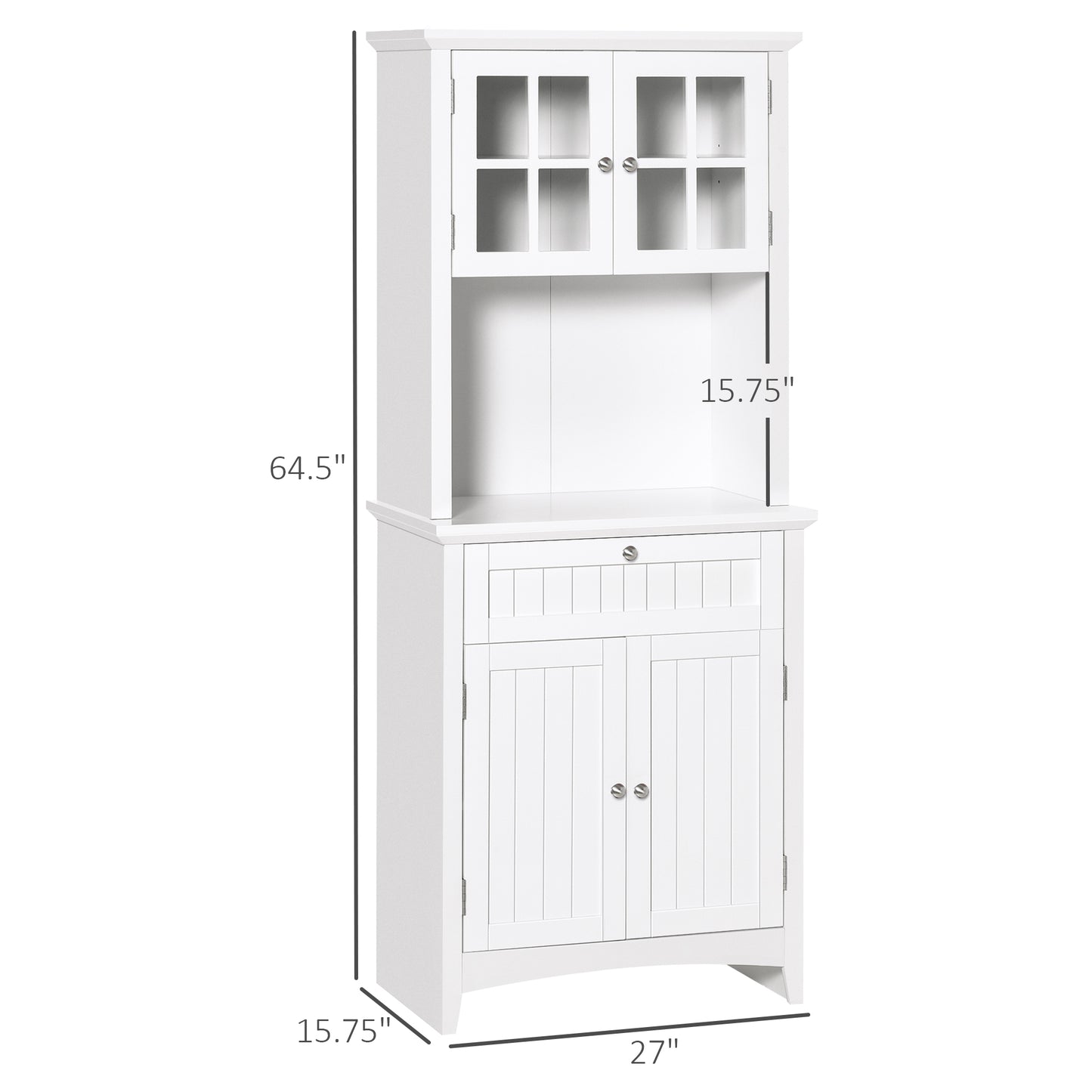Freestanding Kitchen Buffet Hutch Cabinet - White Storage Pantry