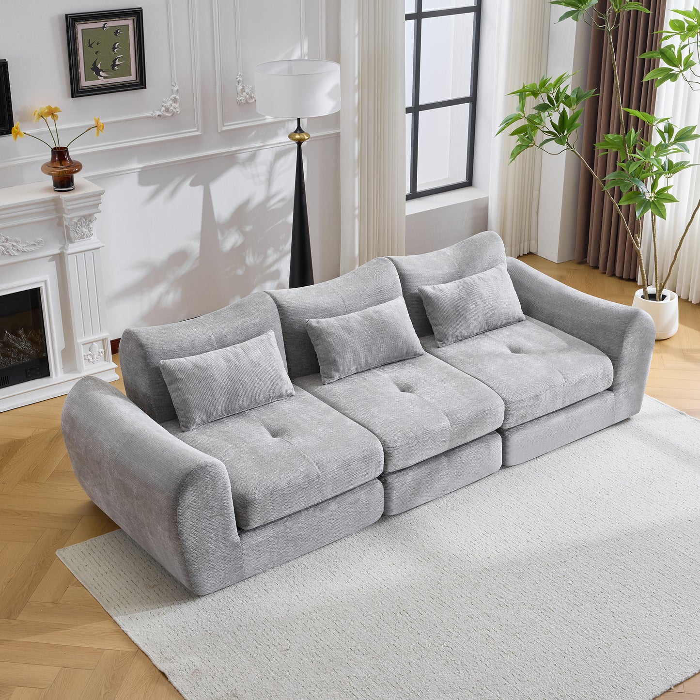 Modular Cloud Sofa Bed - Convertible Sectional Sofa in Grey