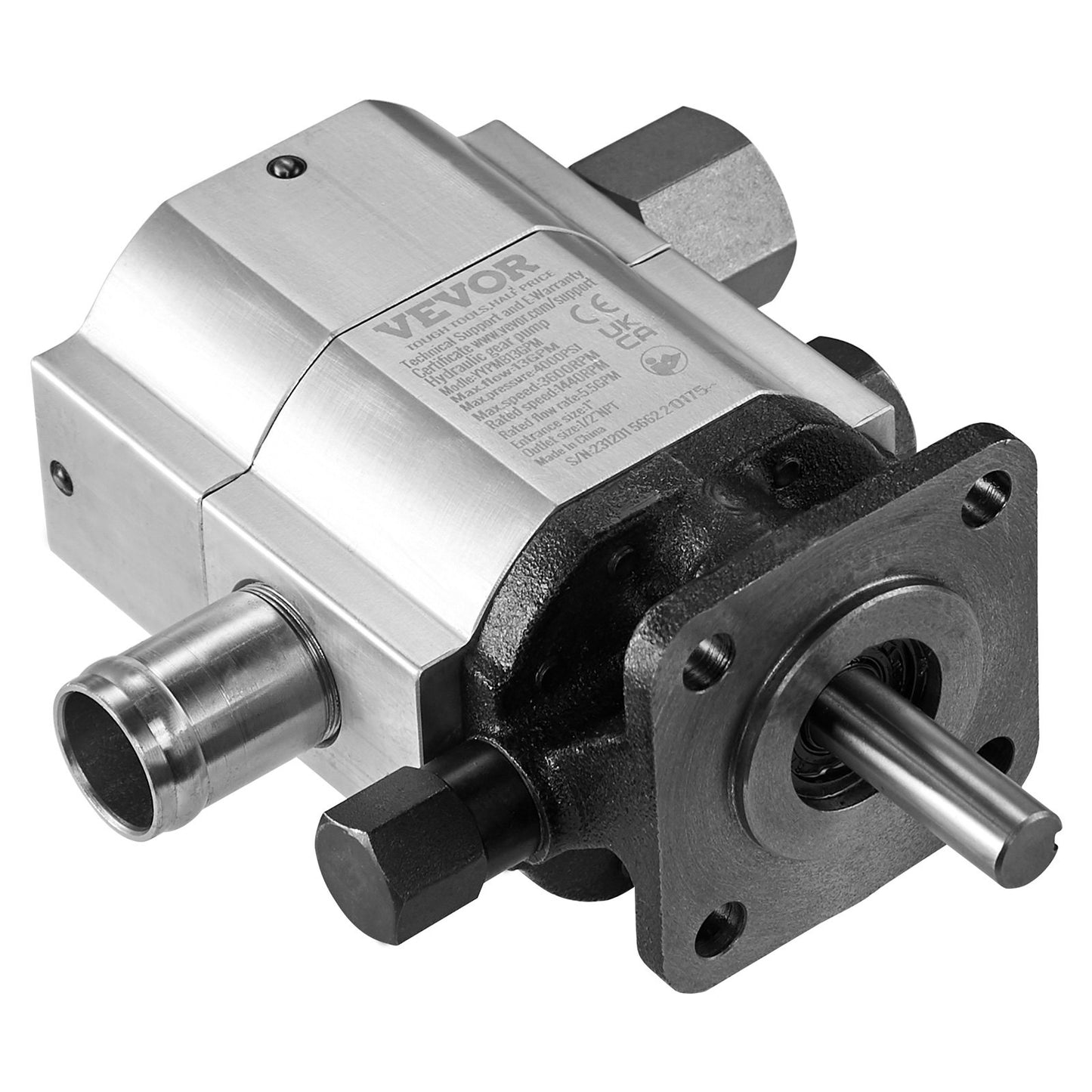 Hydraulic Log Splitter Pump 3000 PSI 2-Stage 13 GPM Aluminum Gear Pump Grey