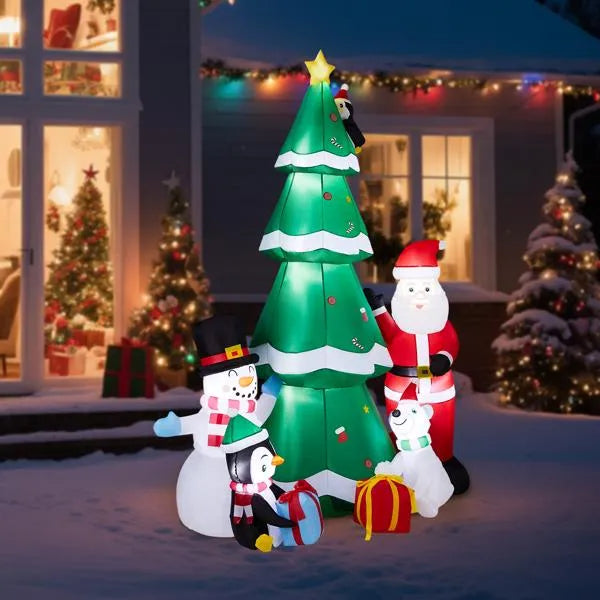 7.5FT Inflatable Christmas Decoration with Santa & Snowman