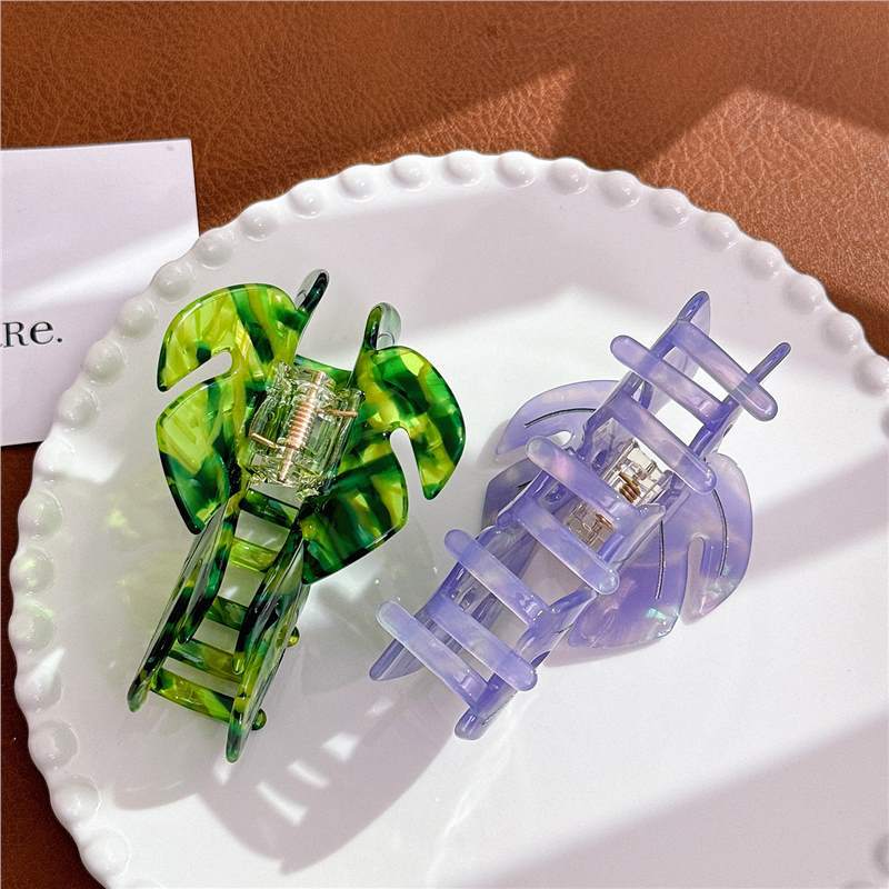 Colorful Acetate Leaf Barrettes - 9.3cm Hair Clips