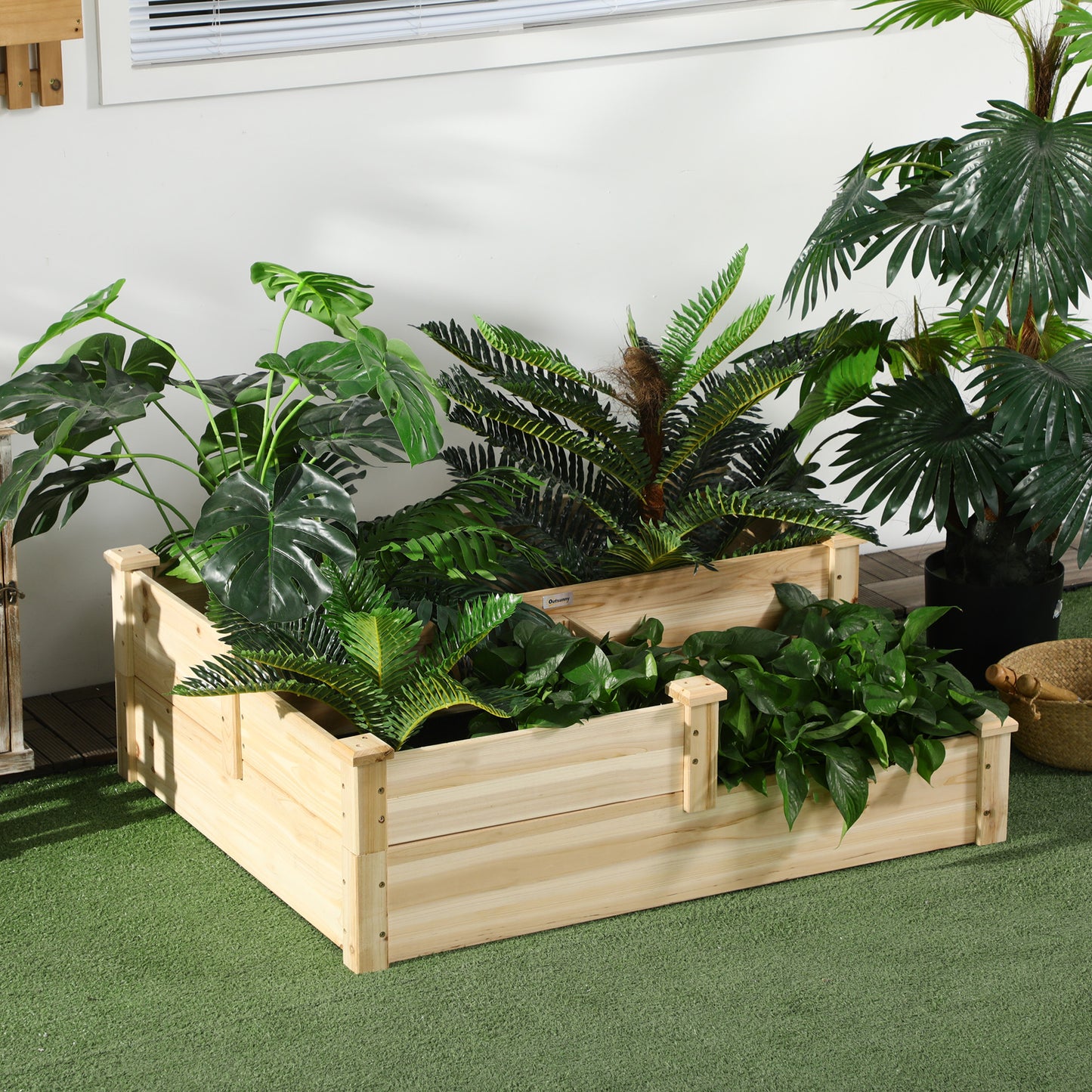 3-Tier Raised Wooden Garden Bed Planter Box Outdoor Planting Garden Bed