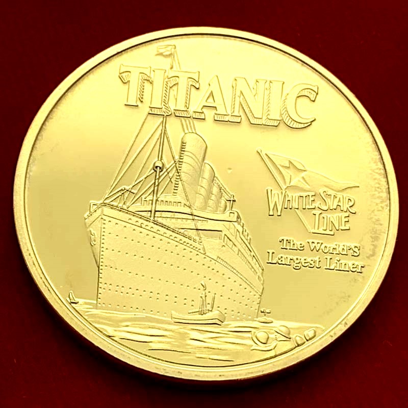 Titanic Commemorative Gold Coin - 40mm Collectible Medallion