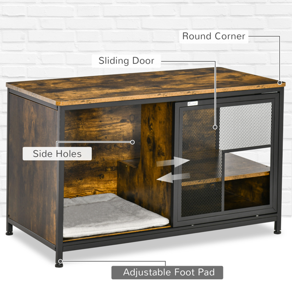 Wooden Cat House with Shelves and Cushion - Rustic Brown Pet Furniture