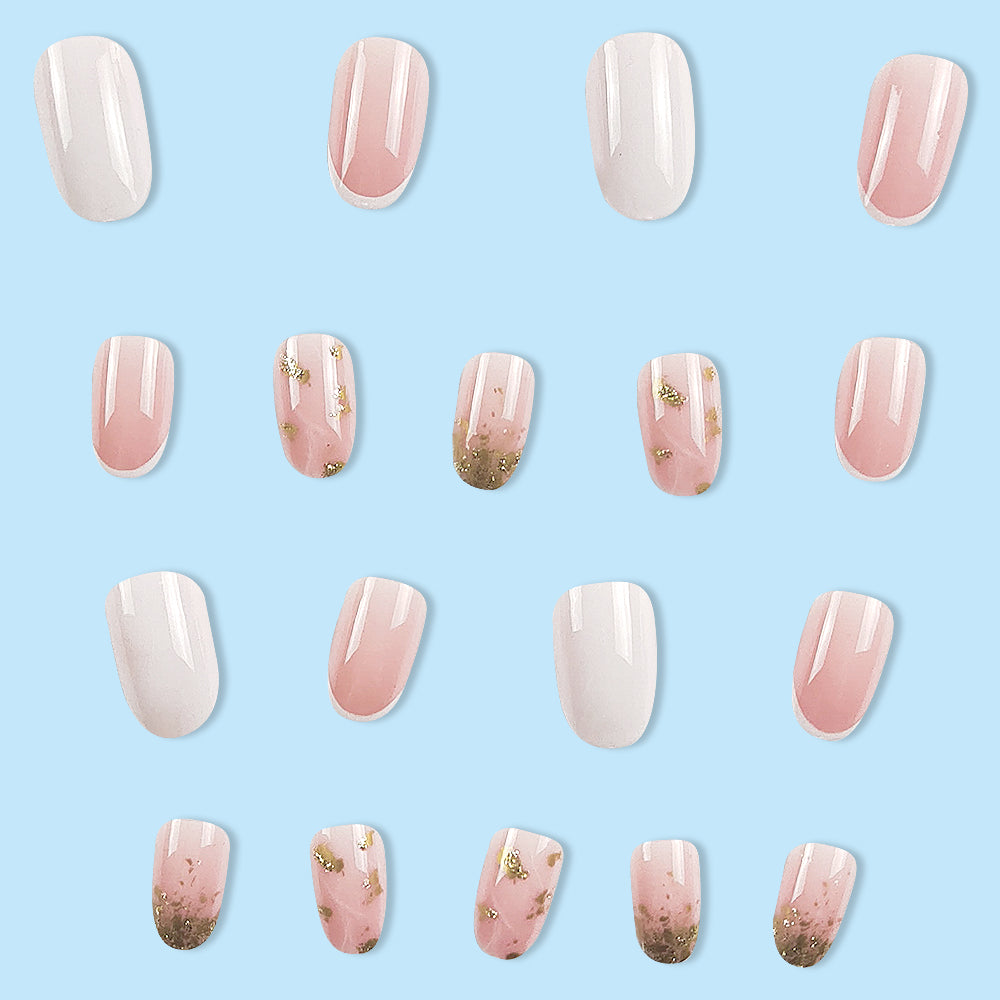 24-Piece Gold Foil Nail Polish Set for French Manicure, Long Nails