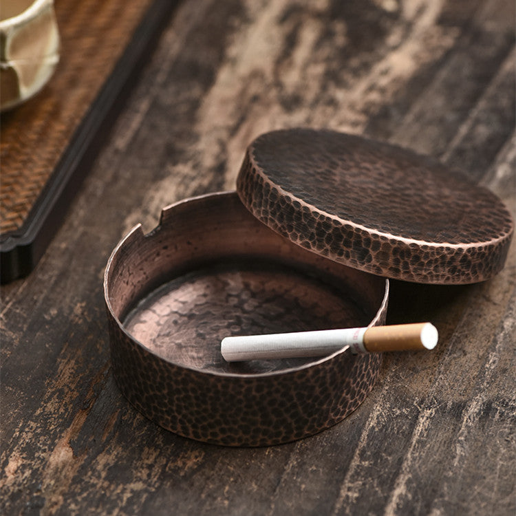 Multifunctional Copper Ashtray with Retro Hammer Pattern for Home & Living Room