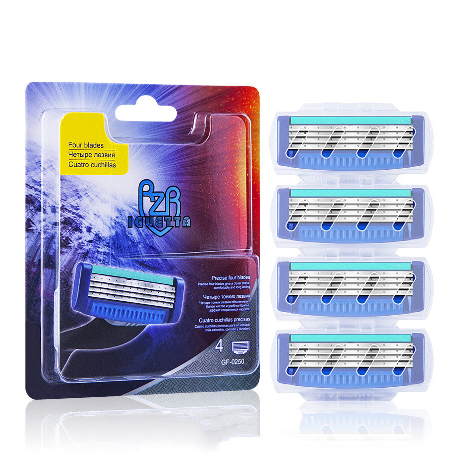 Men's 4-Layer Manual Shaver Replacement Blade Holder - Universal Compatibility