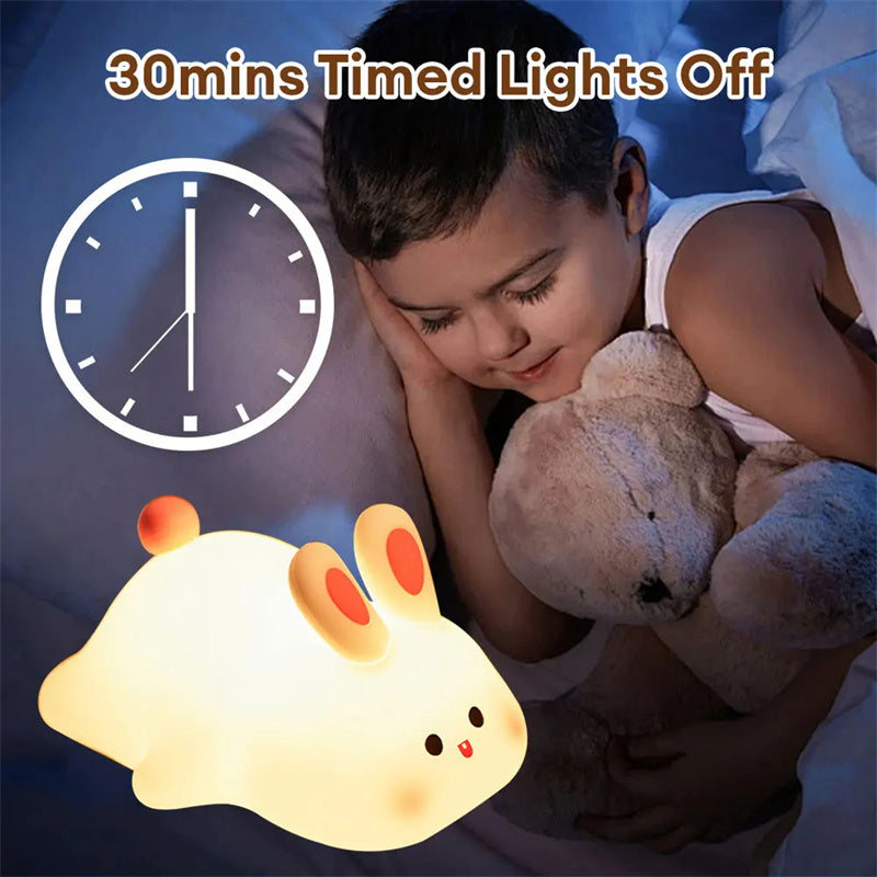 Cute LED Night Light for Kids - Touch Control Rabbit & Duck Nightlights, Rechargeable Bedside Lamp, Christmas Gift