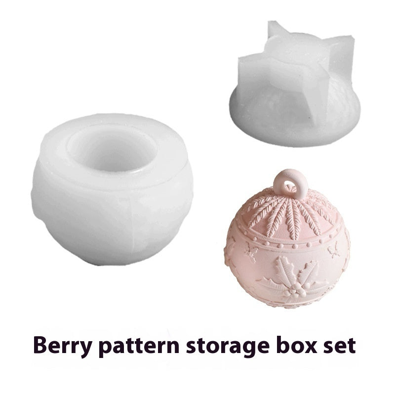 Silicone DIY Snowflake & Berry Pattern Storage Box Mold for Crafts