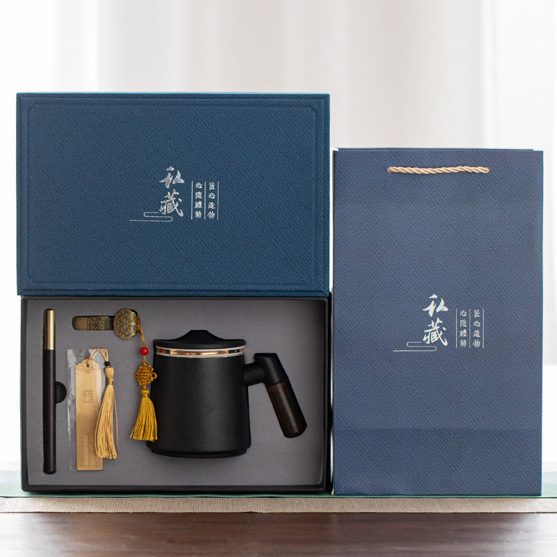Creative Gift Country Tide Water Mug Set with Lid and Handle - Ceramic Drinkware