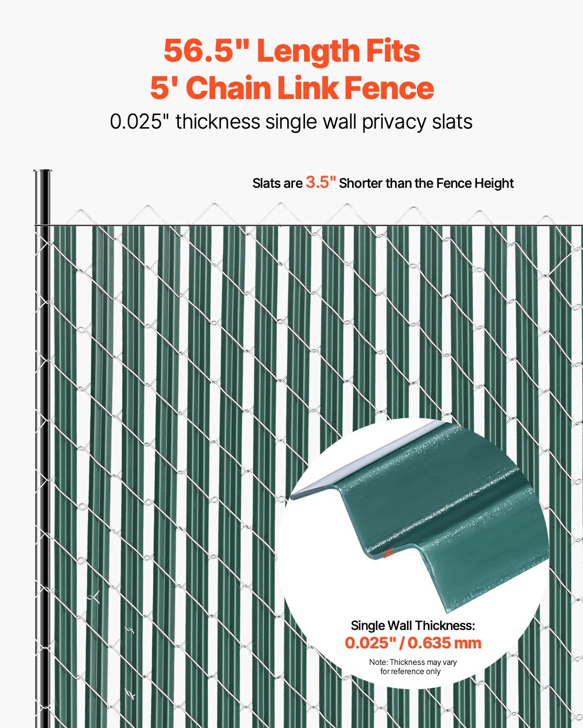 Green Chain Link Fence Privacy Slats for 5 FT High Fences, Lockable Bottom-Open