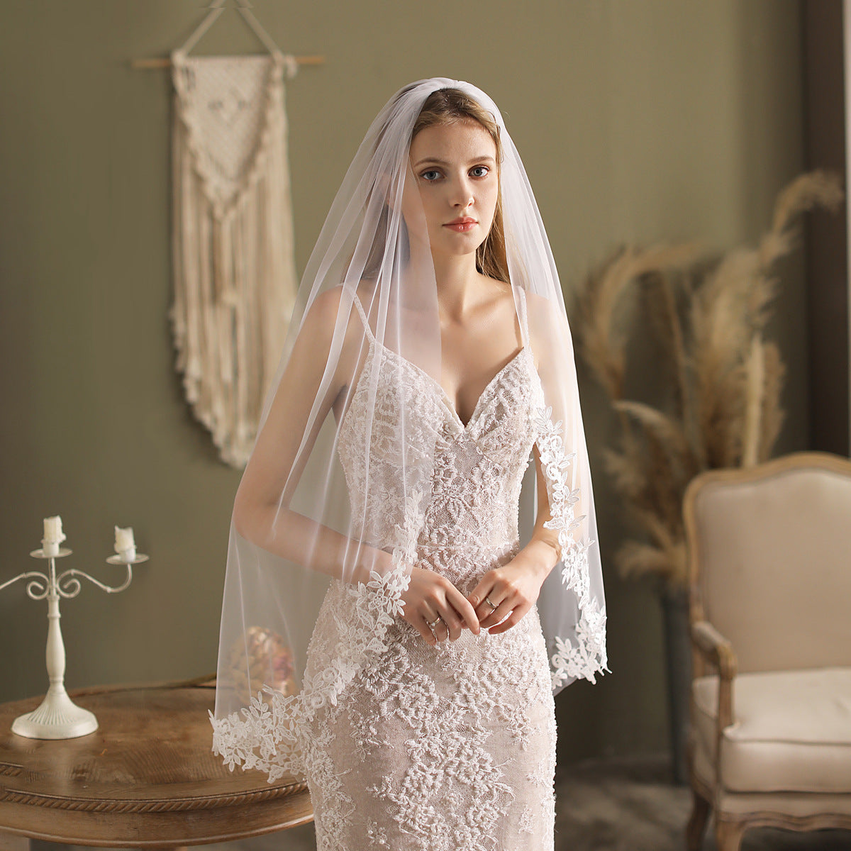 Wedding Chapel Veil Headwear - White, 100-135cm