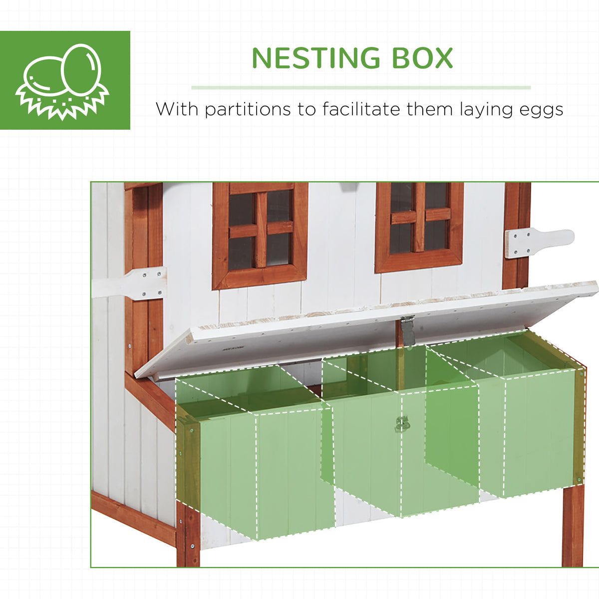 47-Inch Wooden Chicken Coop with Nesting Box and Waterproof Roof for Backyard Poultry
