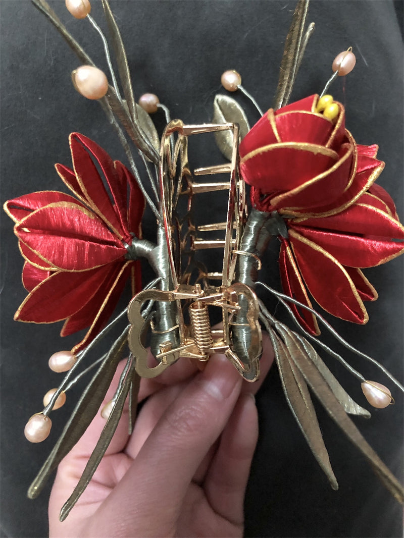 Pearl Antique Gold Hair Clip Vintage Headpiece