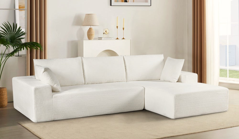 CozyForm Convertible Sectional Sofa In Soft Corduroy, Modern Comfy
