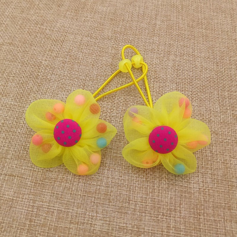 Children's Flower Beads Hair Band Set - Colorful Rubber Hair Rings for Kids