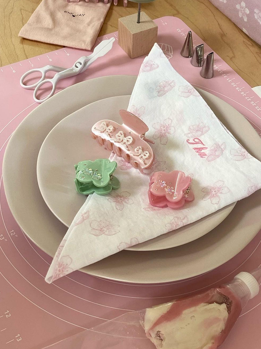 Jelly Colored Bow Hair Clip - Pink