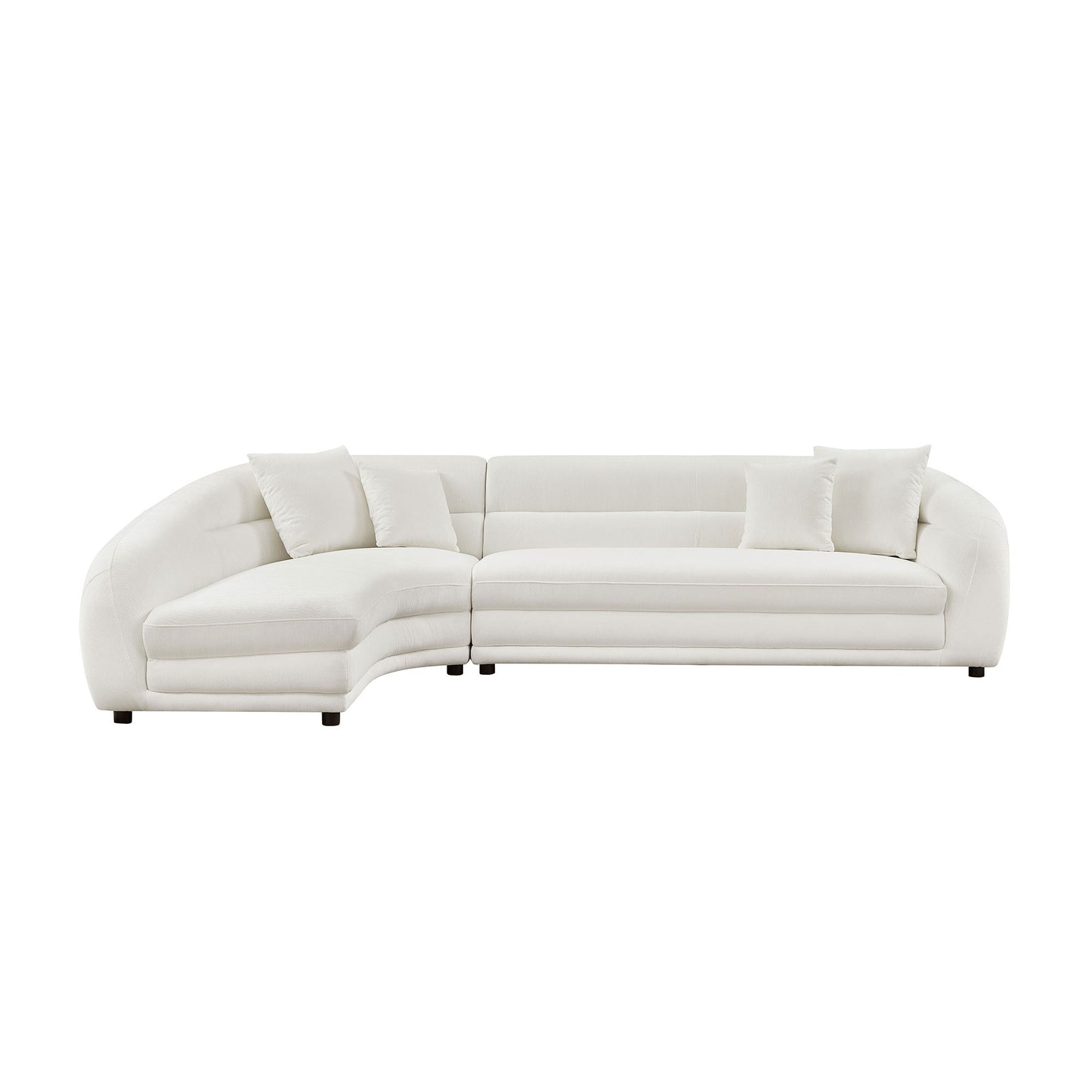 125 Inch Curved L-Shaped Modular Sofa with Comfort Pillows - White