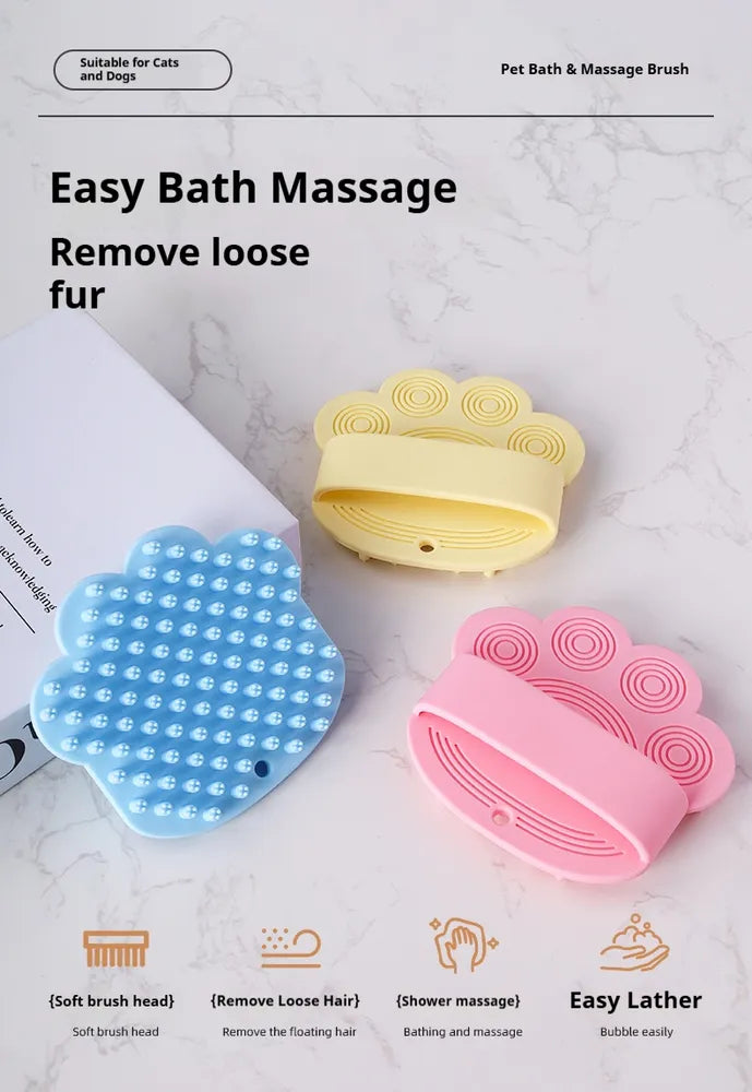 Dog Bath Brush Pet Comb Rubber Massage Brush for Bathing & Grooming