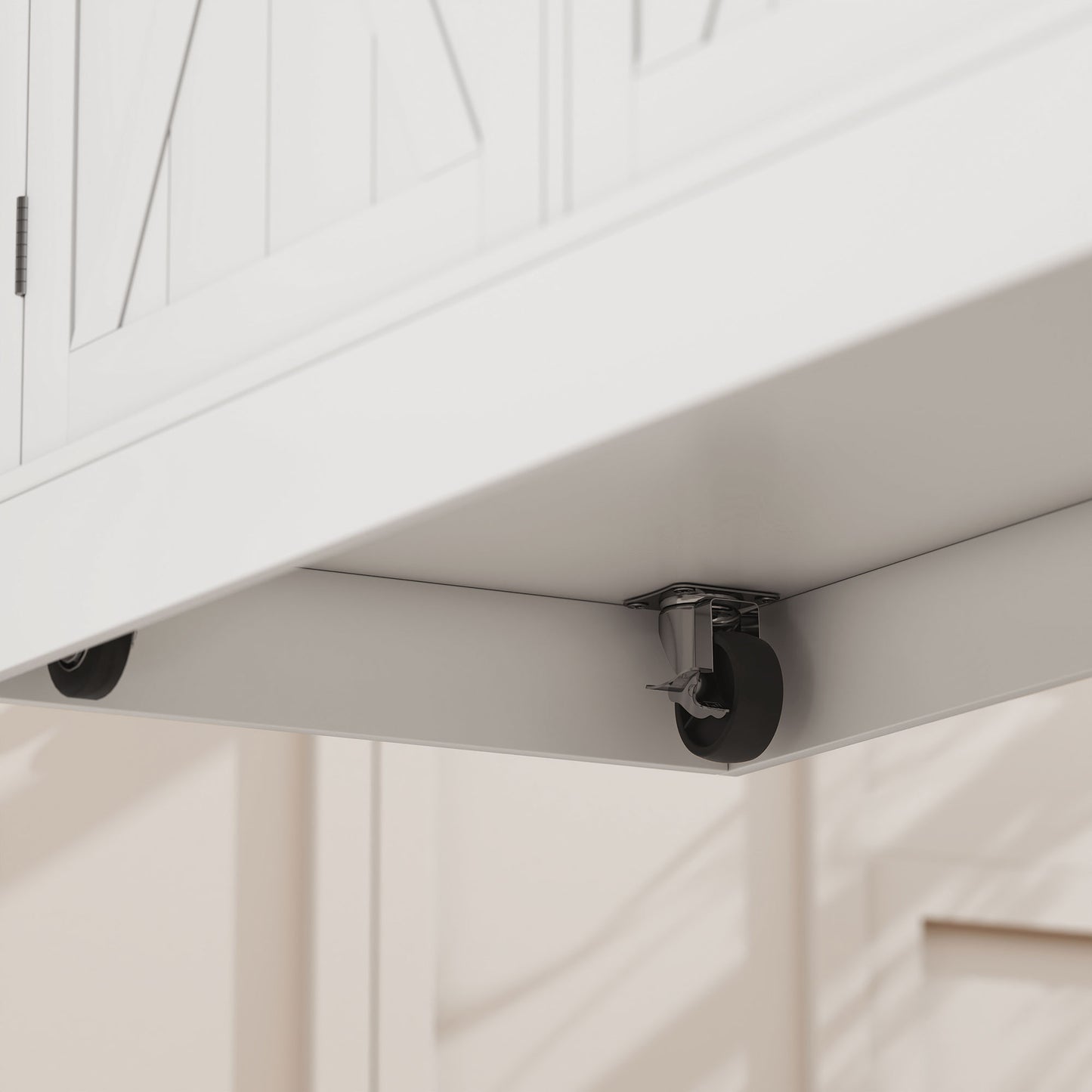 Rolling Kitchen Island with Drop Leaf - White Farmhouse Cart