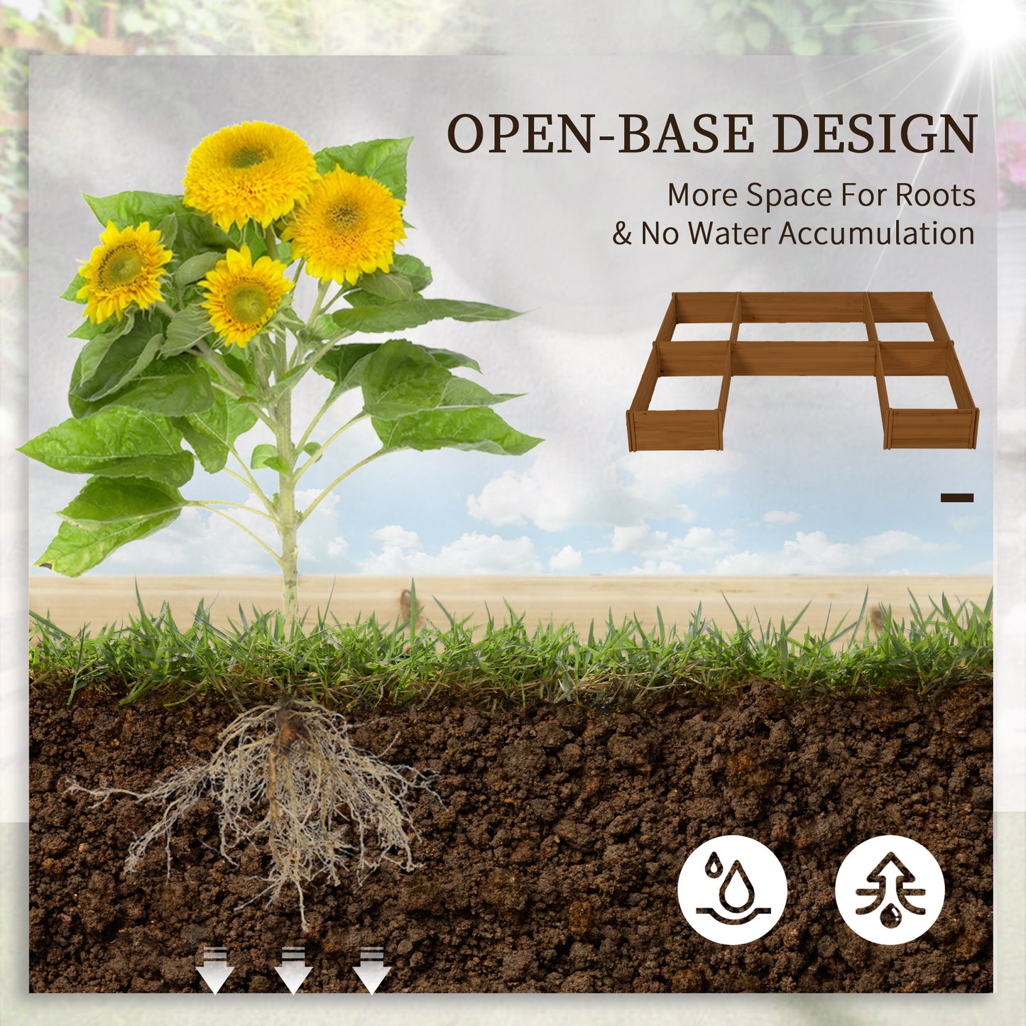 Large Wooden Raised Garden Bed Set of 5 for Outdoor Plants, Vegetables & Herbs