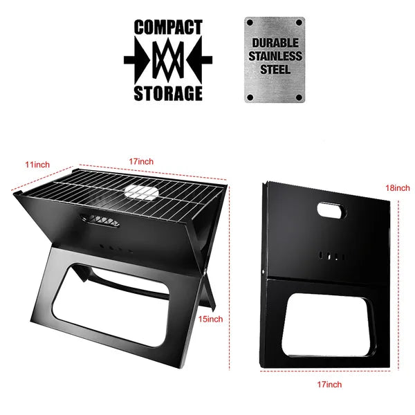 Portable Charcoal BBQ Grill - Foldable for Camping & Travel