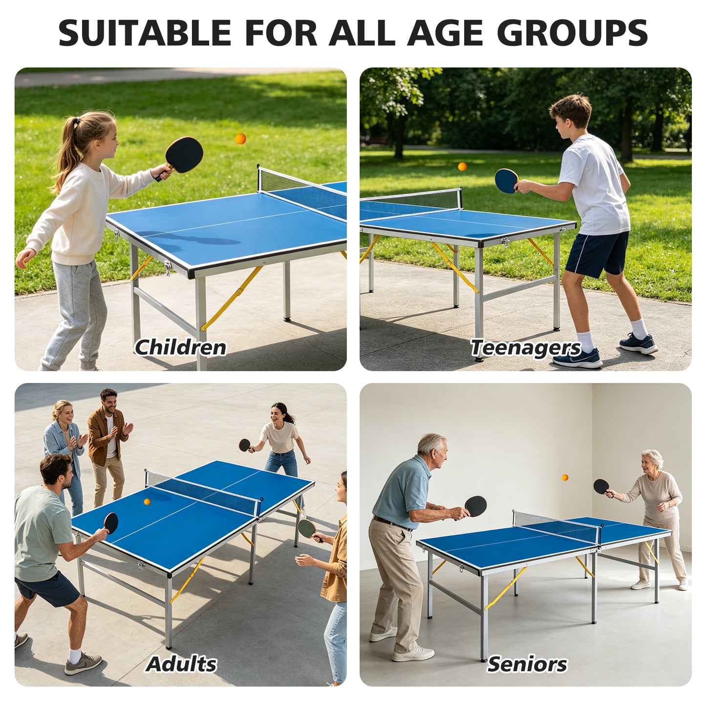 Mid-Size Foldable Table Tennis Table Set - Light Blue