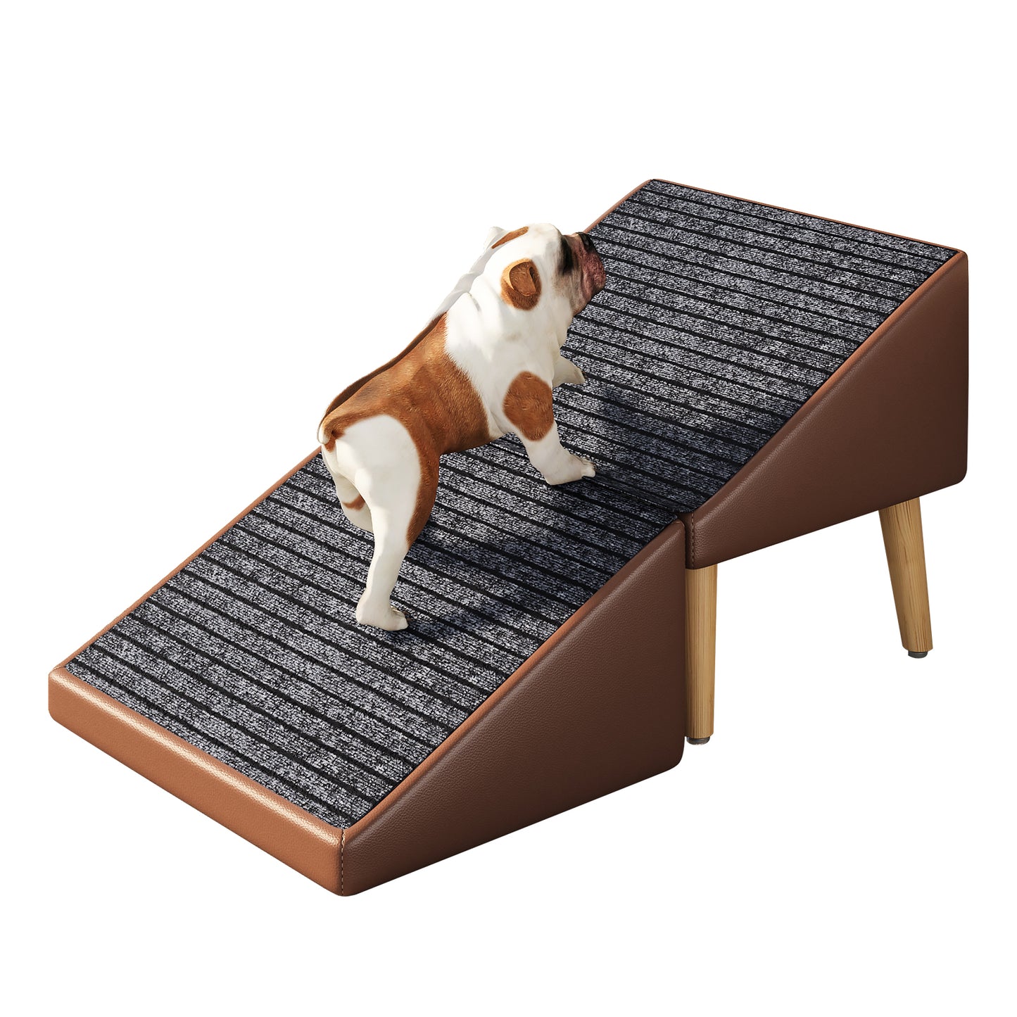 3-in-1 Pet Ramp with Storage and Footstool - Non-Slip, Supports 265 lbs, Brown