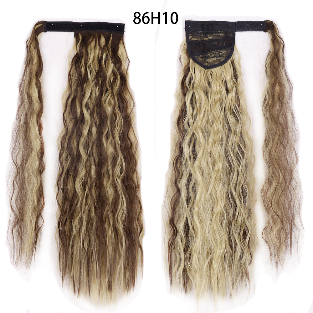 Water Wave Ponytail Wig with Velcro Band High Temperature Synthetic Hair