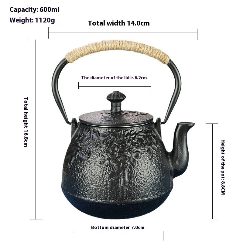 Electric Tea Kettle and Teapot Set - Ceramic Stove Compatible, 600ml
