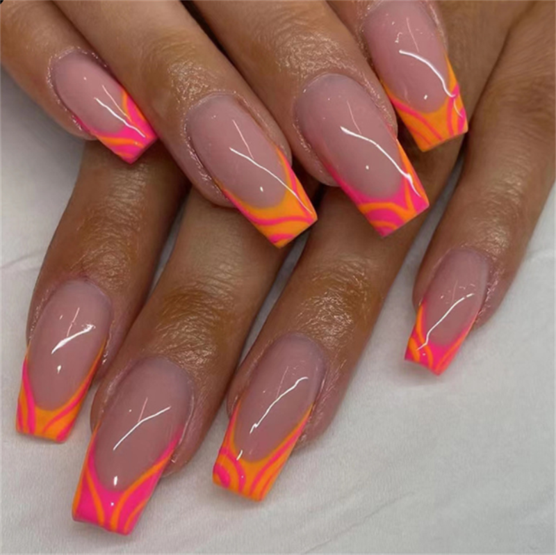 Medium & Long Ladies Manicure Patches with Nail Decorations and Glue Set