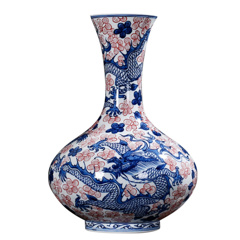 Blue Porcelain Vase - 31cm Ceramic Animal Home Decor Gift