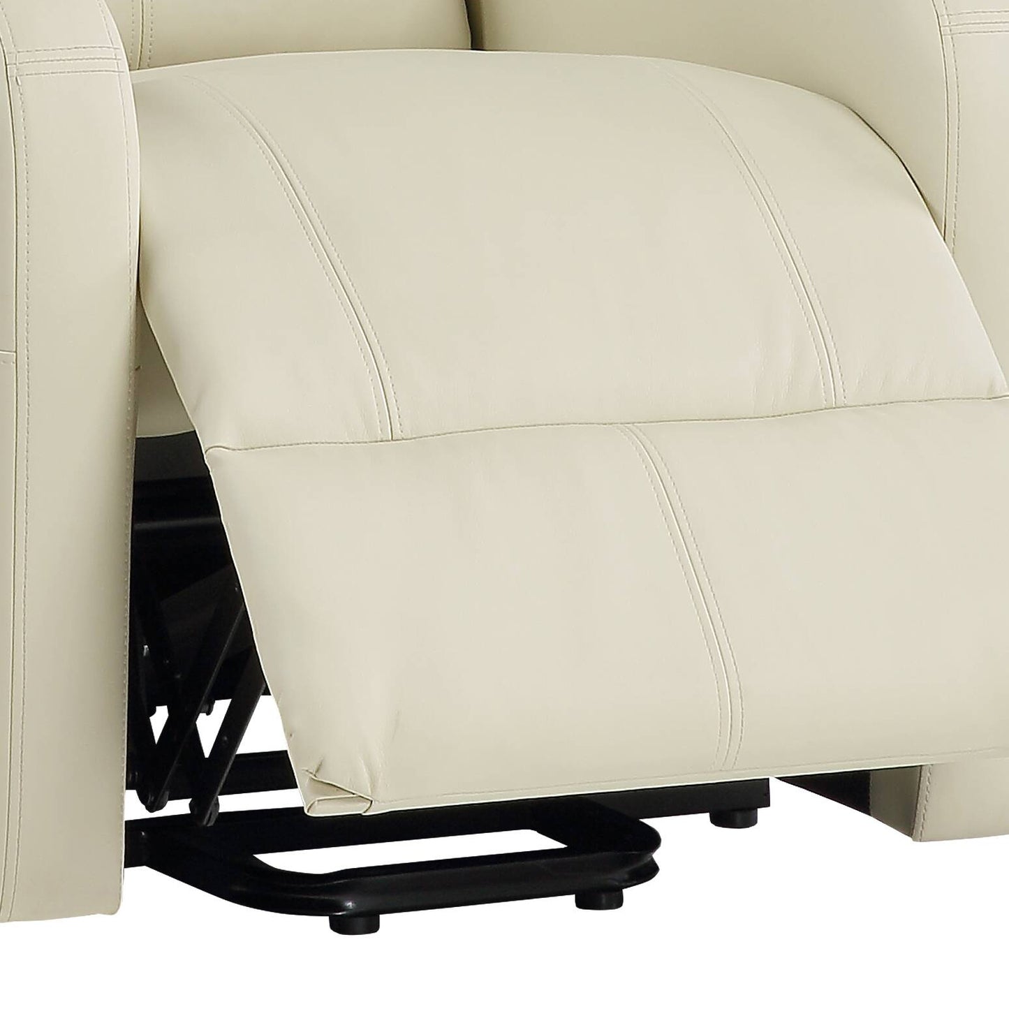 Beige Synthetic Leather Power Lift Recliner Chair