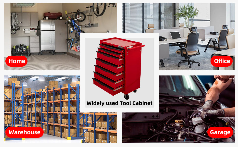 24.2-Inch Metal Rolling Tool Cabinet with Drawers and Locking System