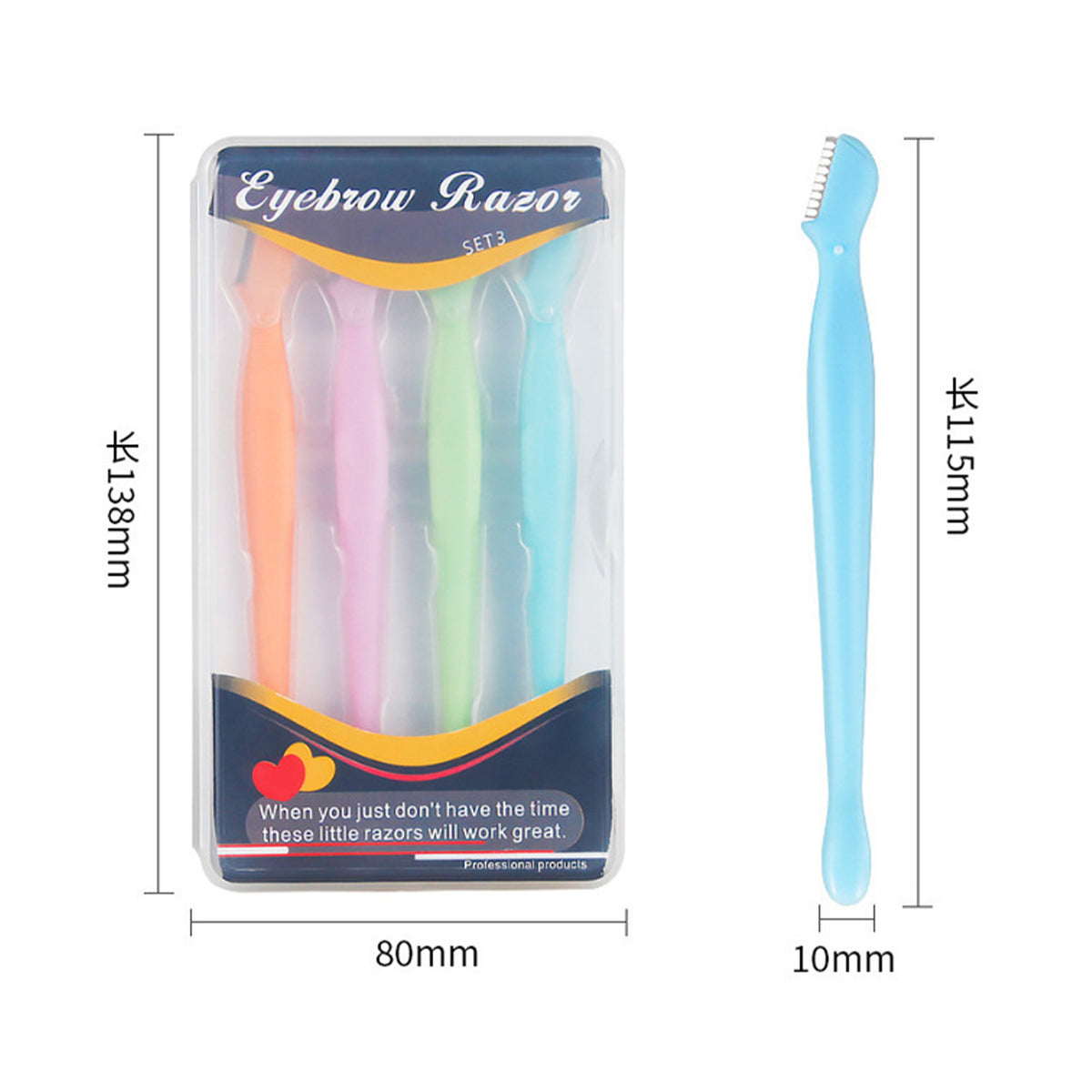 4-Piece Eyebrow Trimmer Razor Set - Stainless Steel