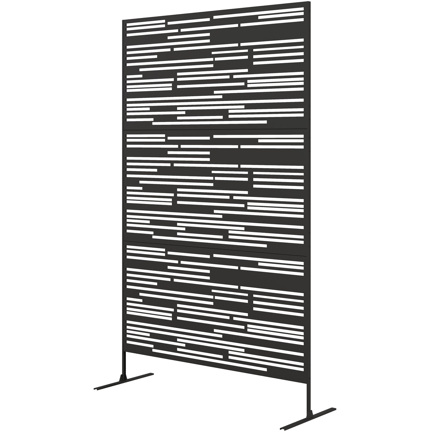 Metal Outdoor Privacy Screen - Freestanding Decorative Fence, Black