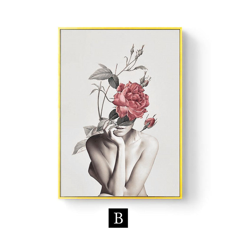Abstract Floral Canvas Wall Art Poster for Living Room Decor