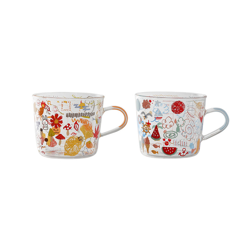 Simple Printing Glass Cup Set - Multiple Styles Home Drinkware