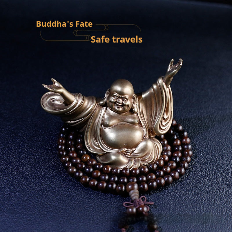 Decorative Brass Car Ornament Chinese Traditional Craft 10x5x6cm Gold Antique