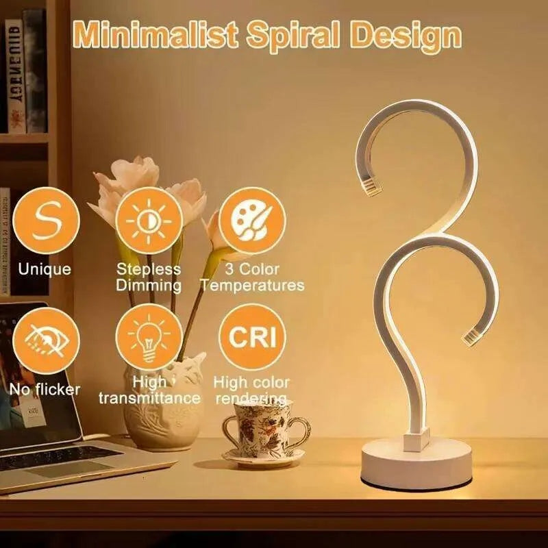 White Desktop Lamp with USB Power, 3 Color Modes, Minimalist Design for Bedroom
