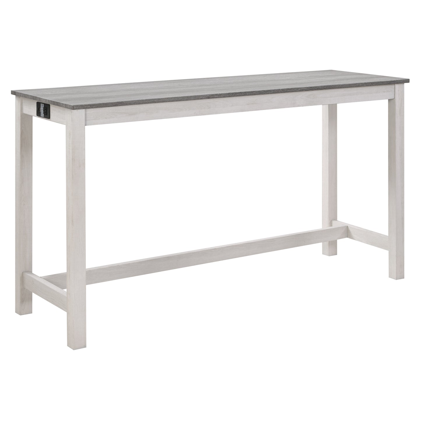 Bar Table Set with Power Outlet & 3 Padded Stools - Grey & White
