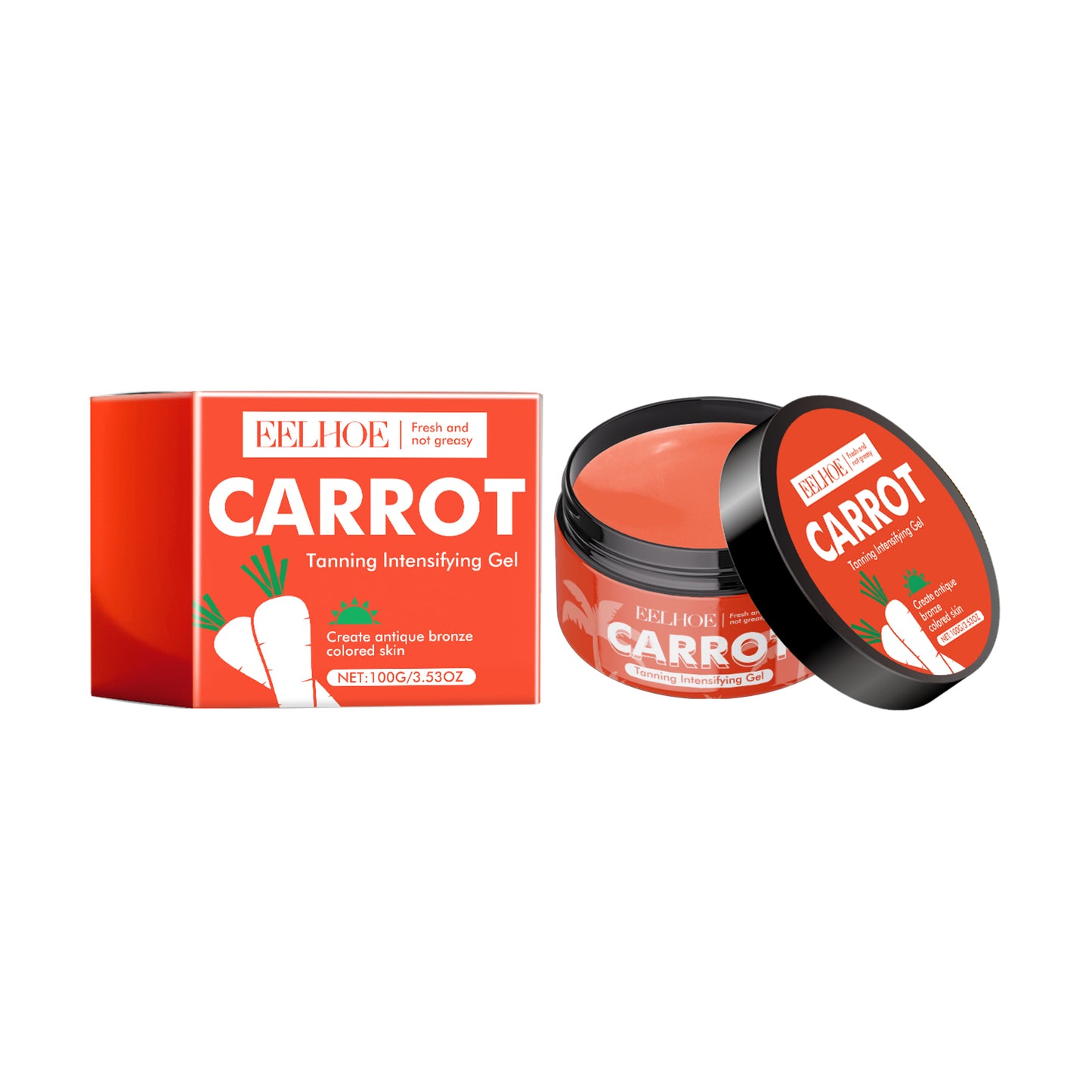 Carrot Tanning Gel - Moisturizing Body Bronzer with Avocado & Coconut Oil
