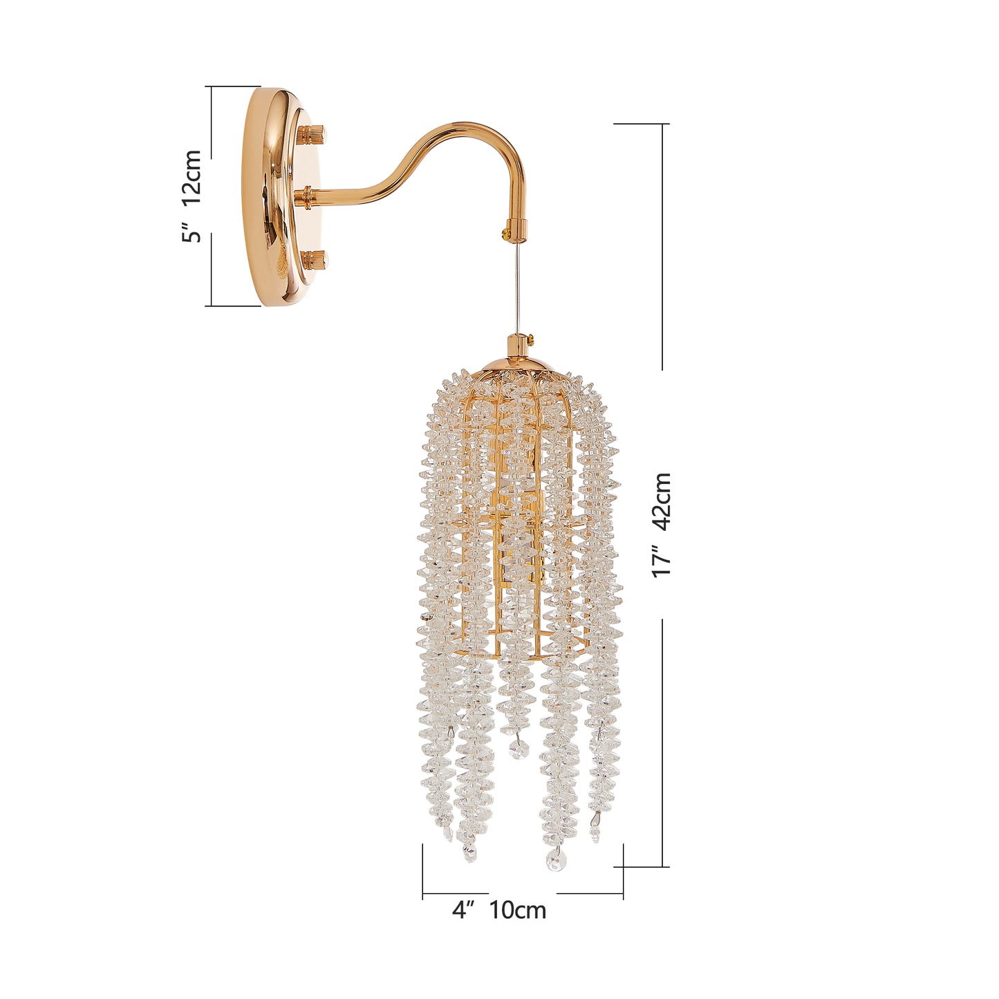 Gold Frame Crystal Bead Wall Sconces - Set of 2