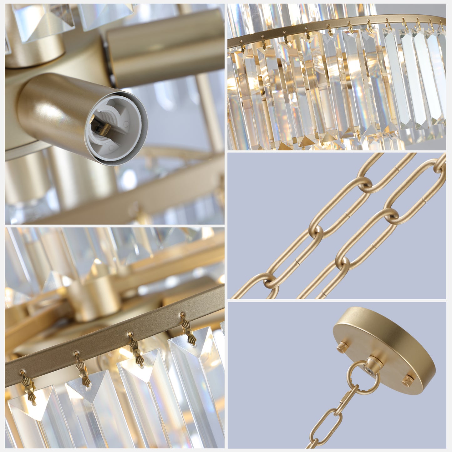 Elegant 20-Inch Crystal Chandelier - Gold 4-Tier Pendant Light