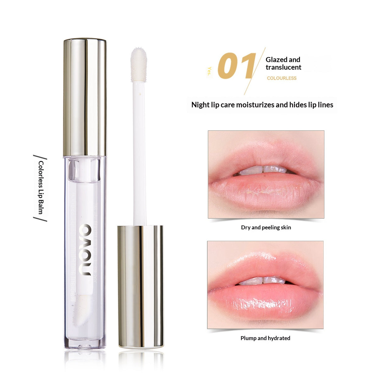 Temperature-Responsive Lip Gloss with Hydrating Nourishment - Colorless & Orange
