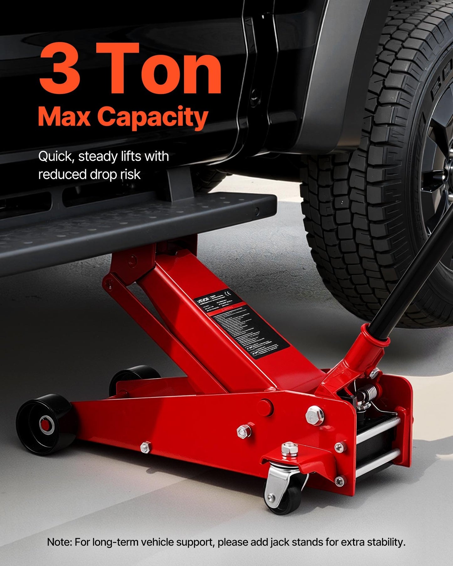 3 Ton Low Profile Hydraulic Floor Jack for Cars & SUVs – Steel Racing Trolley