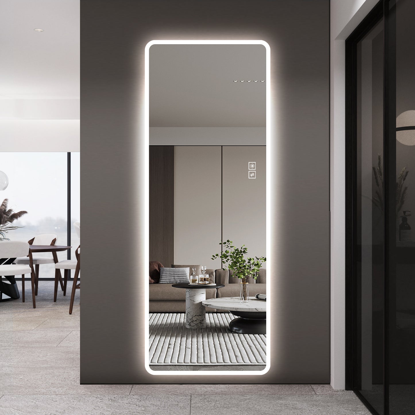 LED Full Length Mirror with Lights - 63" x 24" Dimmable, Anti-Fog, Shatter-Proof
