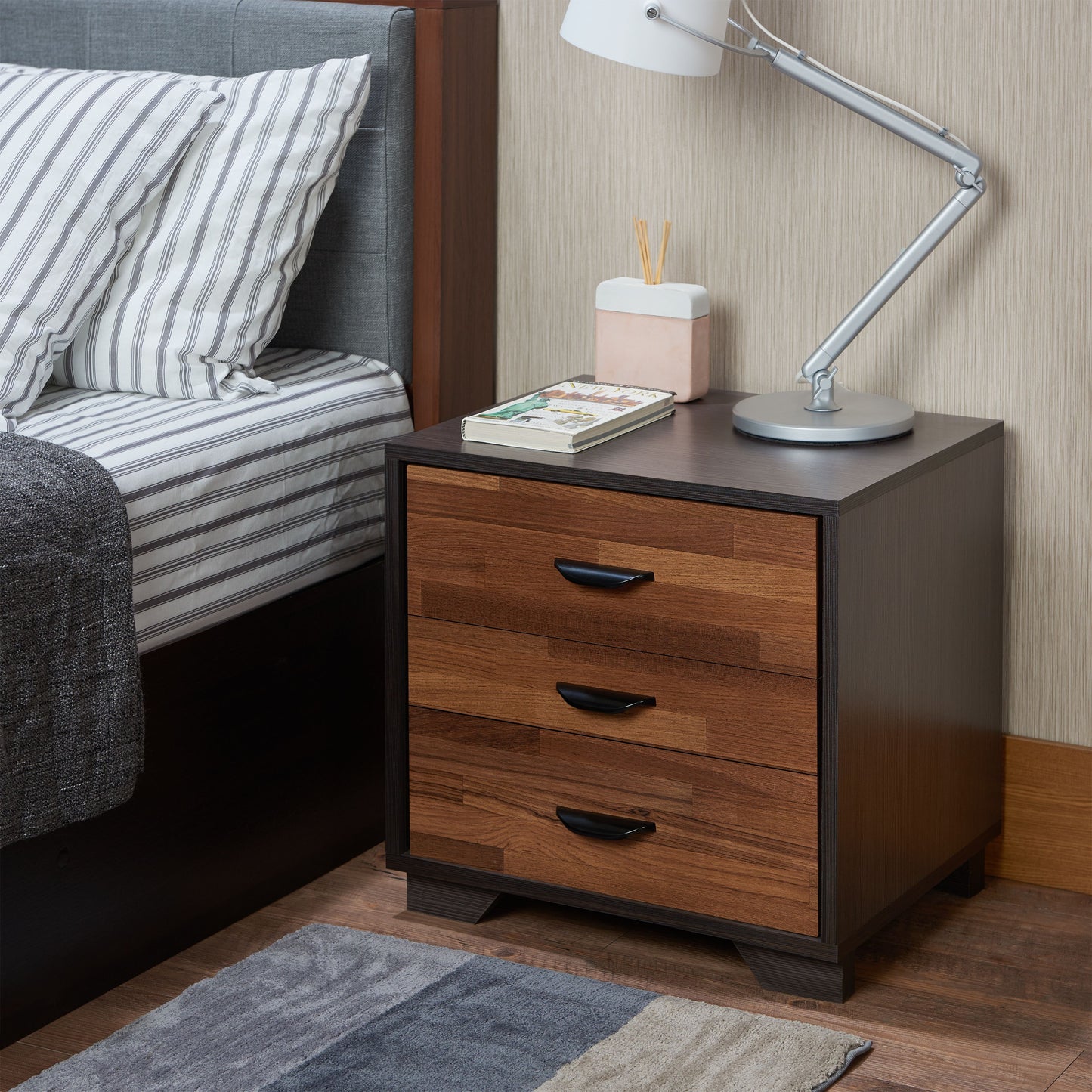 Eloy Espresso Walnut Accent Table with Storage Drawers