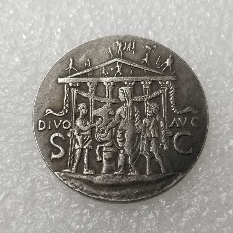 Roman-Style Antique Coin Decor - Silver-Plated Brass Collectible